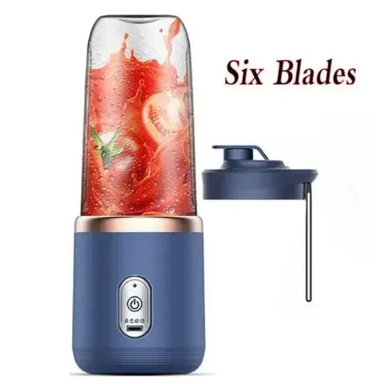 Blue with 1 Cup Color Portable USB Personal Blender Cup – 6-Blade Juicer